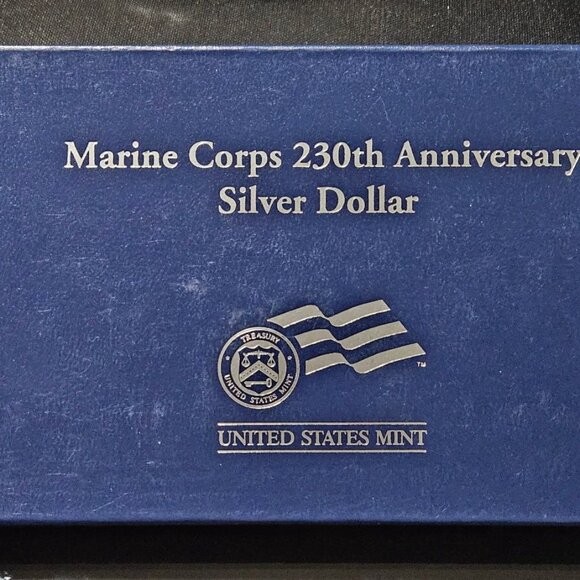 2005 UNITED STATES MARINE CORPS 230th ANNIV SILVER DOLLAR PROOF SET- w/COA&Box - Picture 7 of 9